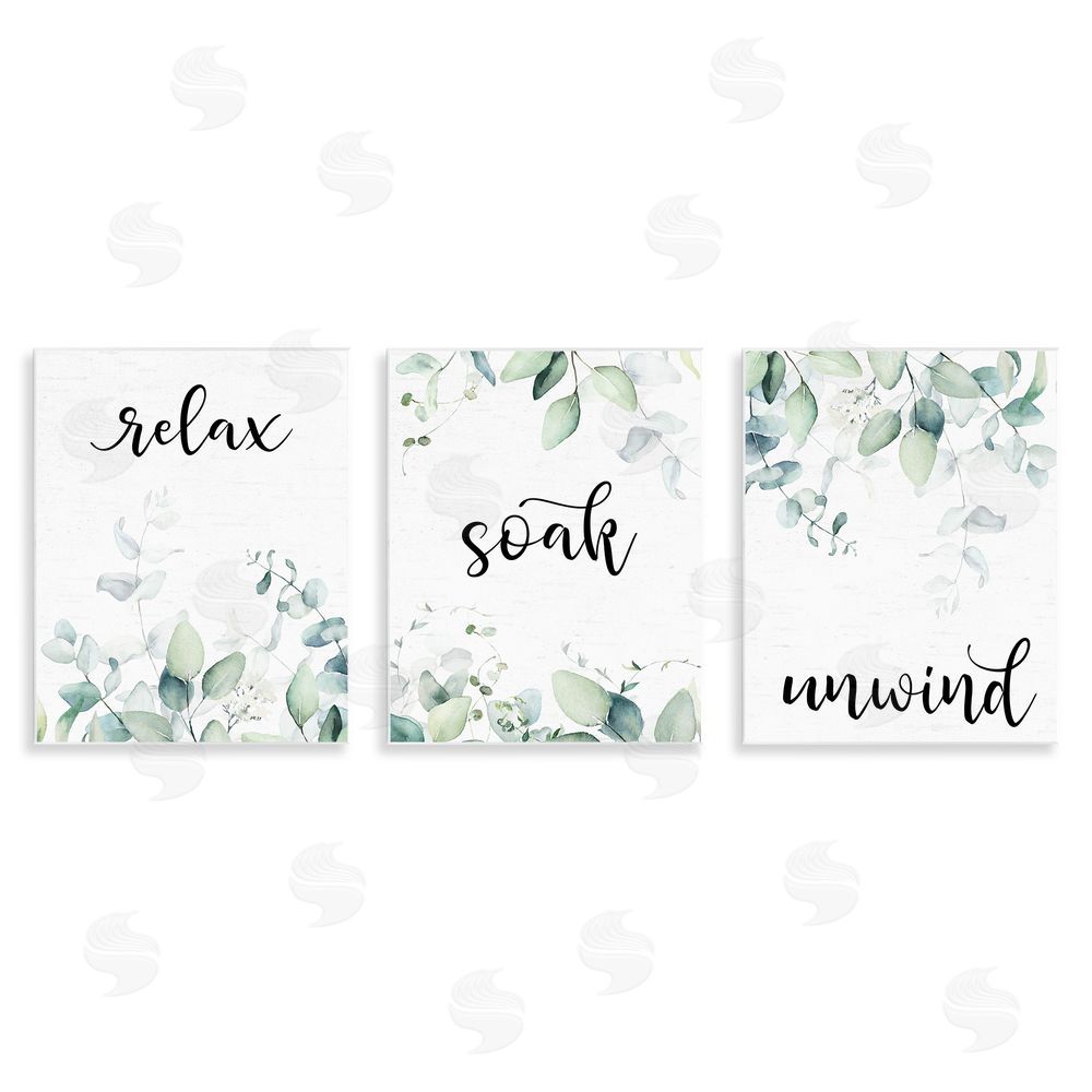 Lettered and Lined Leafy Bathroom Herbs Wooden Wall Plaque Art Print