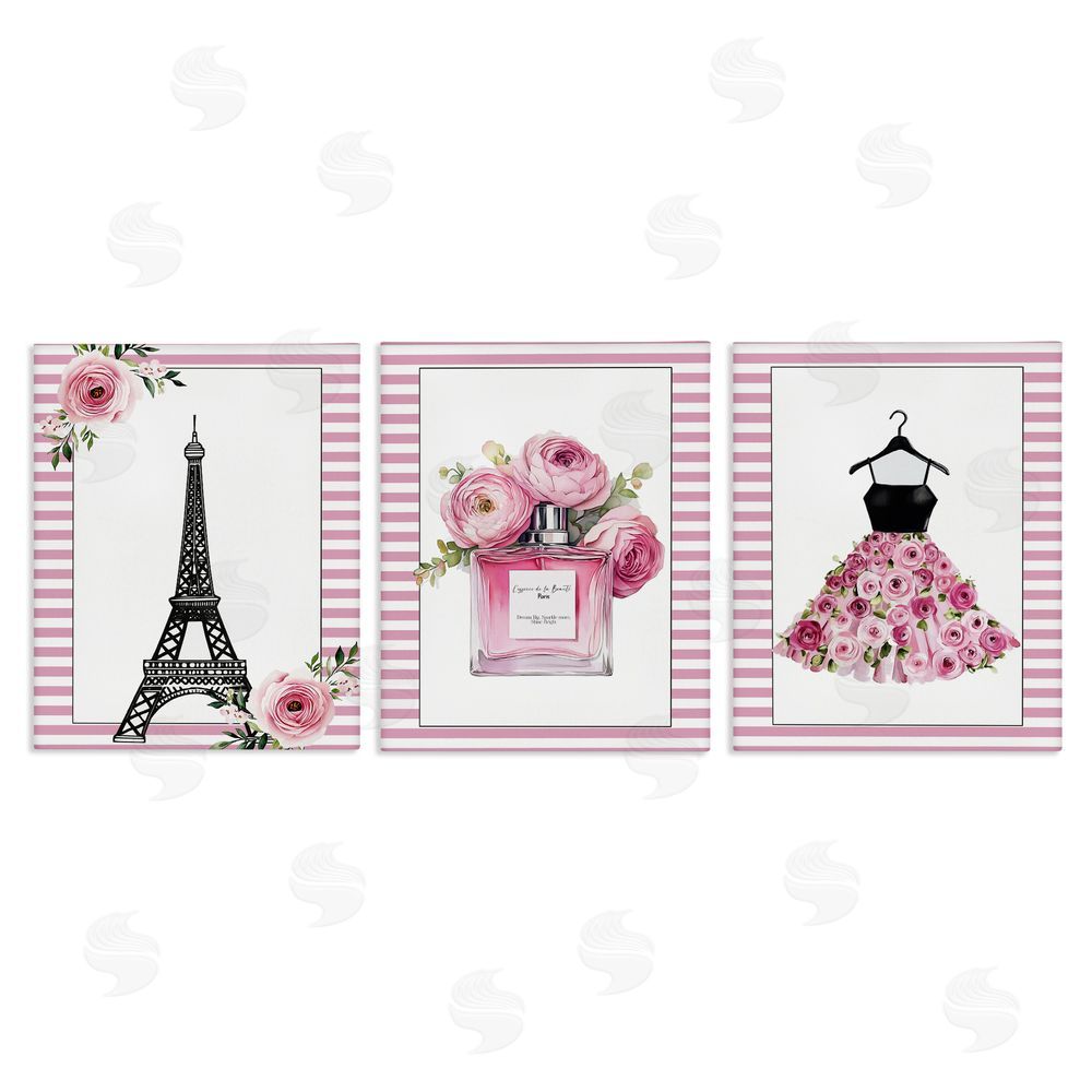 Christine Simpson Art Parisian Glam with Stripes Stretched Canvas Wall Art Print