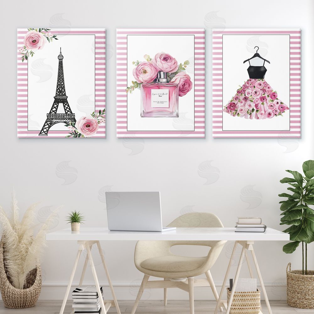 Christine Simpson Art Parisian Glam with Stripes Stretched Canvas Wall Art Print in Room