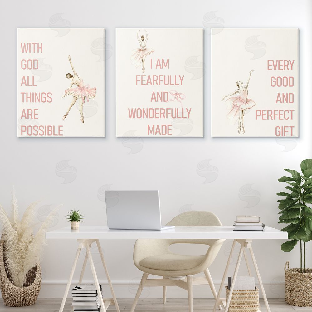 Kim Allen Faith Sentiments with Ballerinas Stretched Canvas Wall Art Print in Room