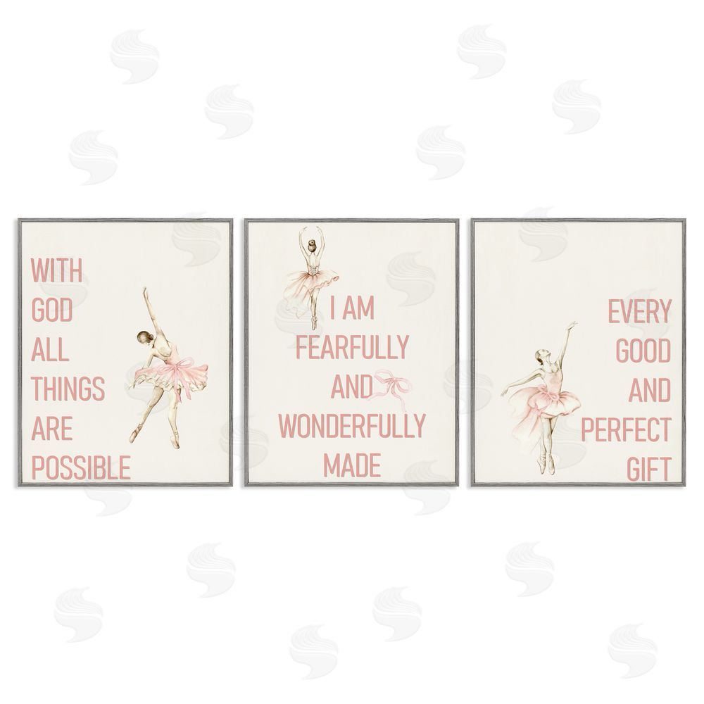 Kim Allen Faith Sentiments with Ballerinas Gray Framed Giclee Print Wall Art
