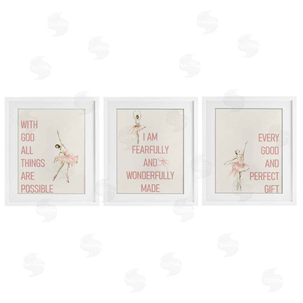 Kim Allen Faith Sentiments with Ballerinas White Framed Print Under Glass Wall Art