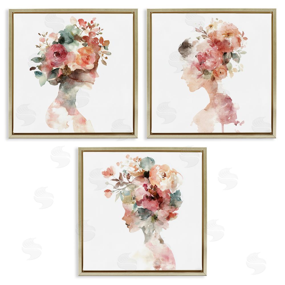 Svetlana Aleynikova Floral Dreamscape Portraits Gold Floating Frame Canvas Wall Art Print