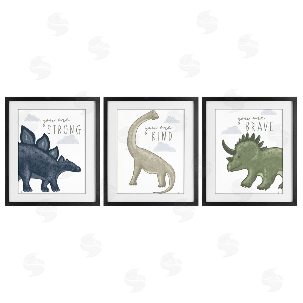 Elizabeth Tyndall Hopeful Encouraging Dinosaurs Black Framed Print Under Glass Wall Art