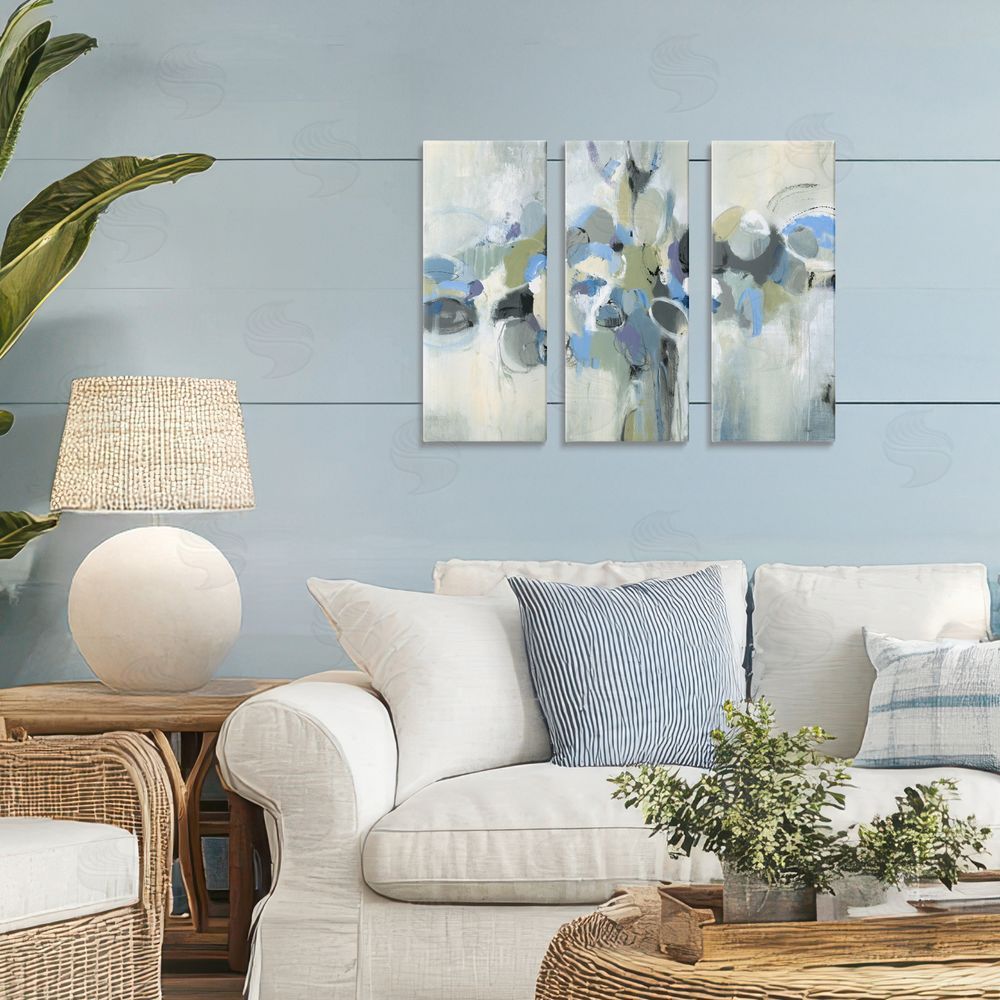 Lisa Ridgers Subdued Dappled Abstract Stretched Canvas Wall Art Print in Room
