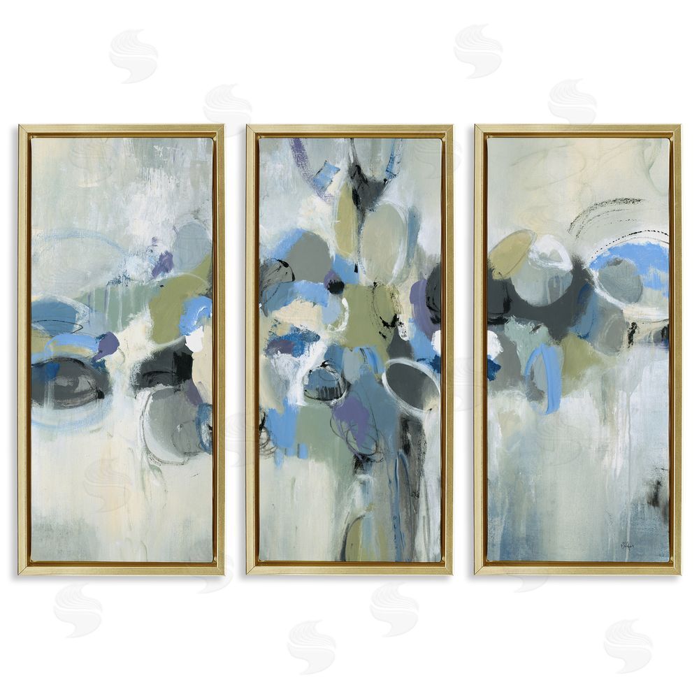 Lisa Ridgers Subdued Dappled Abstract Gold Floating Frame Canvas Wall Art Print