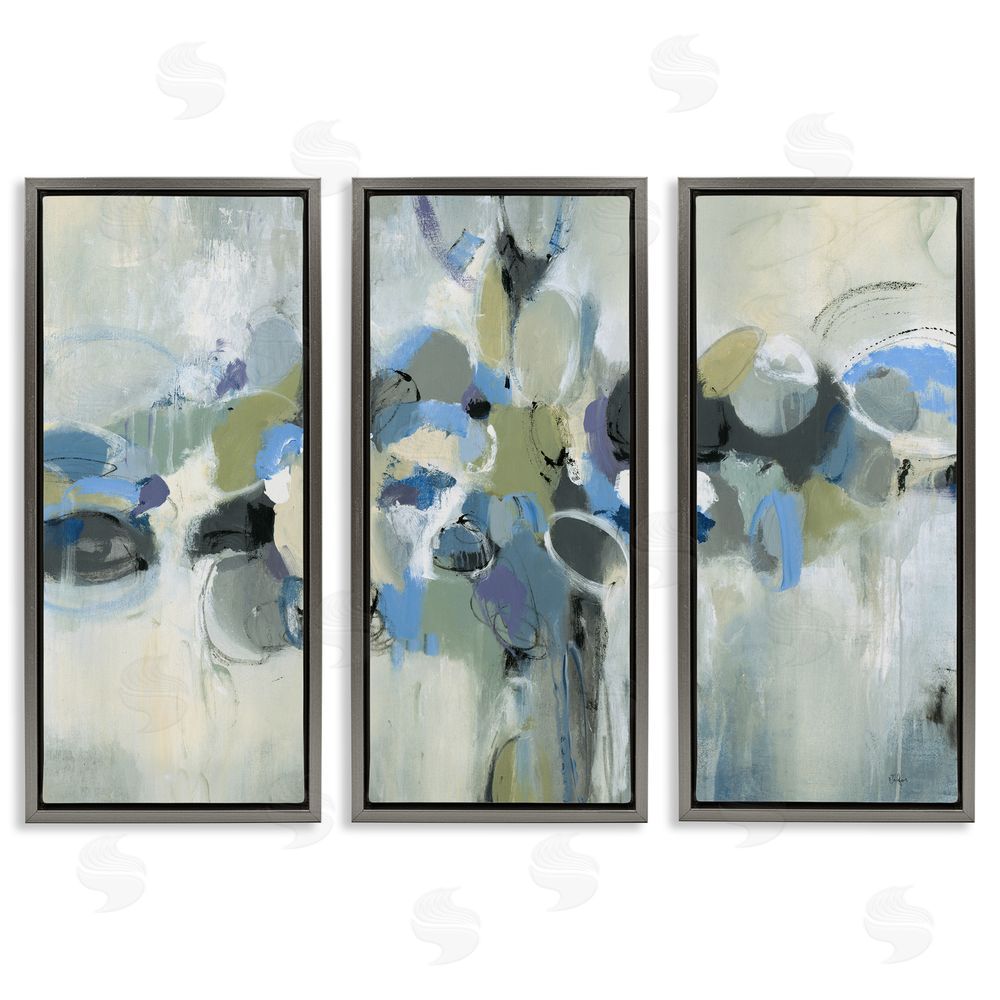 Lisa Ridgers Subdued Dappled Abstract Gray Floating Frame Canvas Wall Art Print