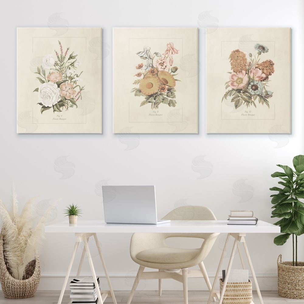 Dan Meneely Neutral Bouquet Studies Stretched Canvas Wall Art Print in Room