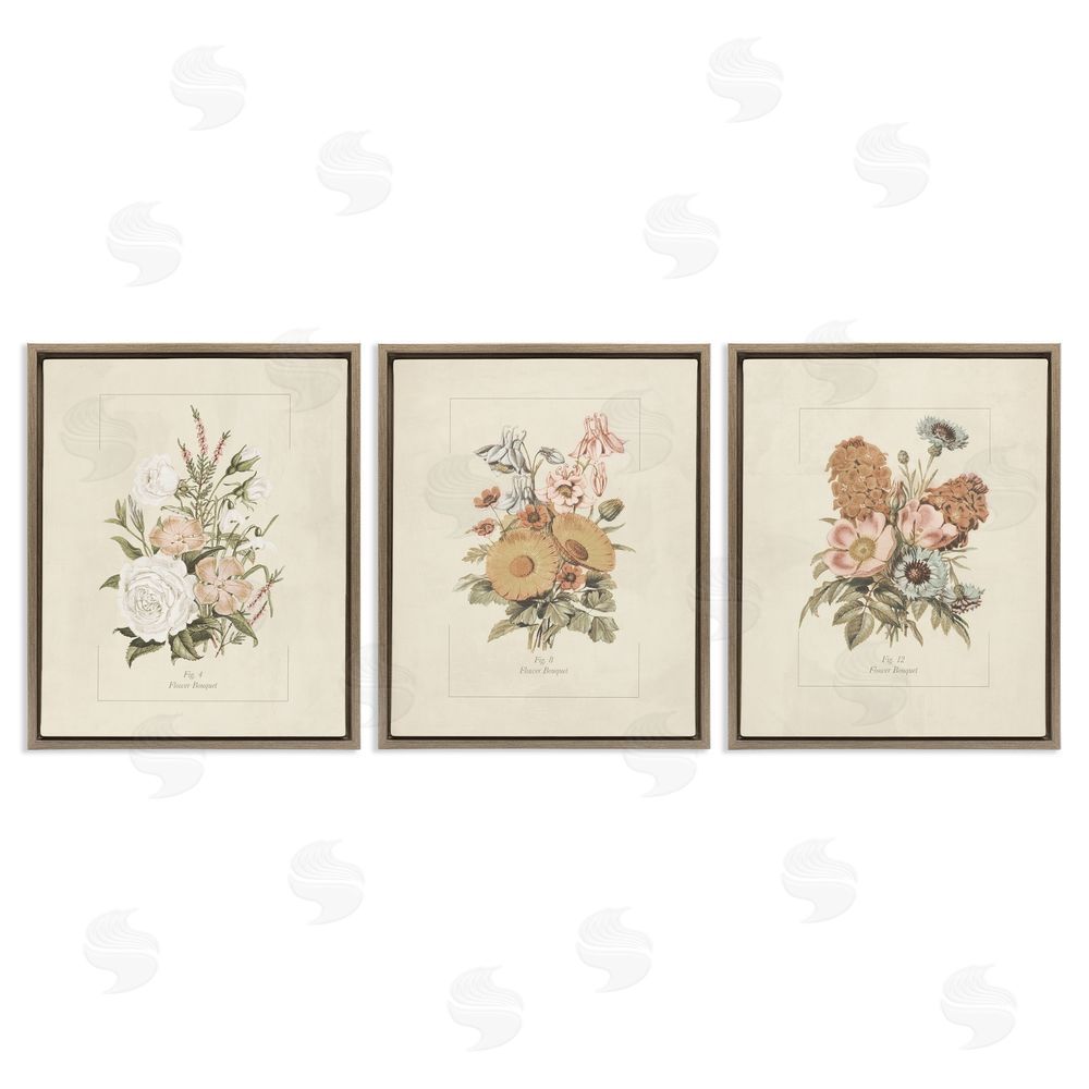 Dan Meneely Neutral Bouquet Studies Brown Floating Frame Canvas Wall Art Print