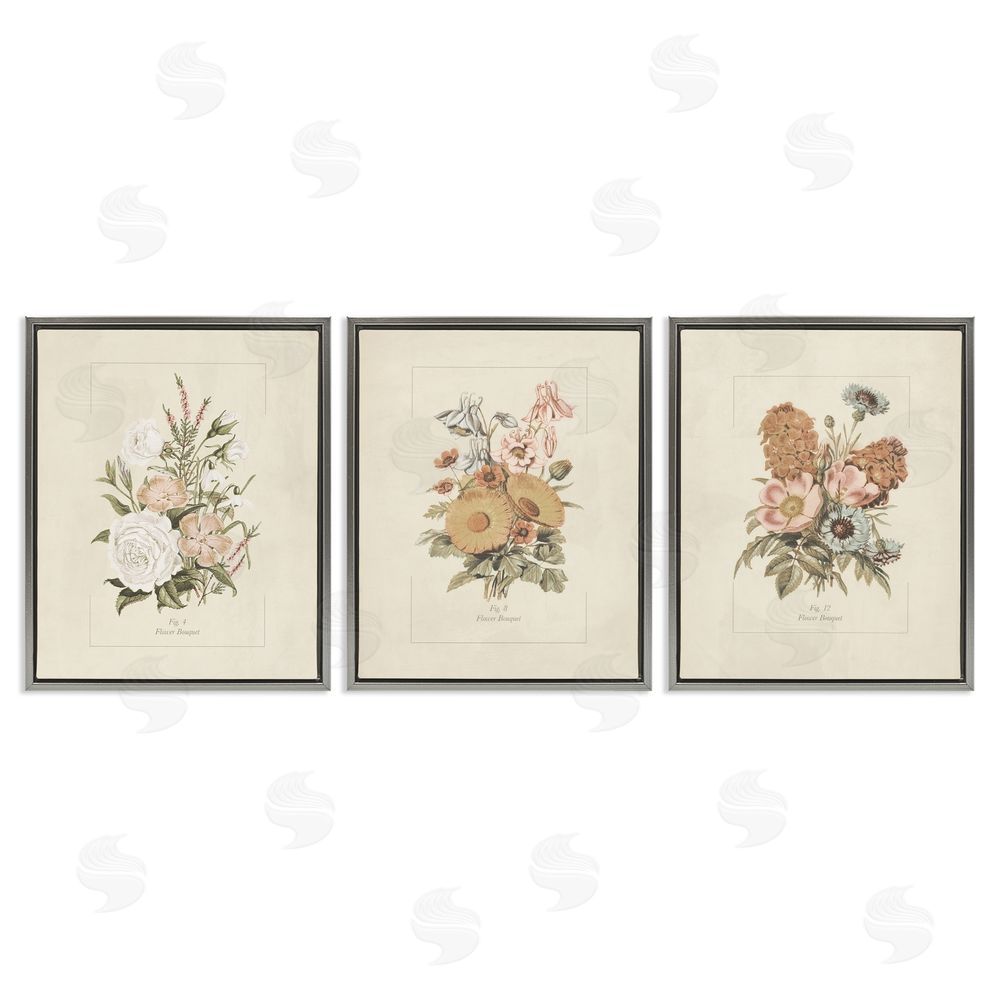 Dan Meneely Neutral Bouquet Studies Gray Floating Frame Canvas Wall Art Print