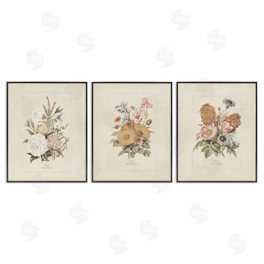 Dan Meneely Neutral Bouquet Studies Black Framed Giclee Wall Art Print