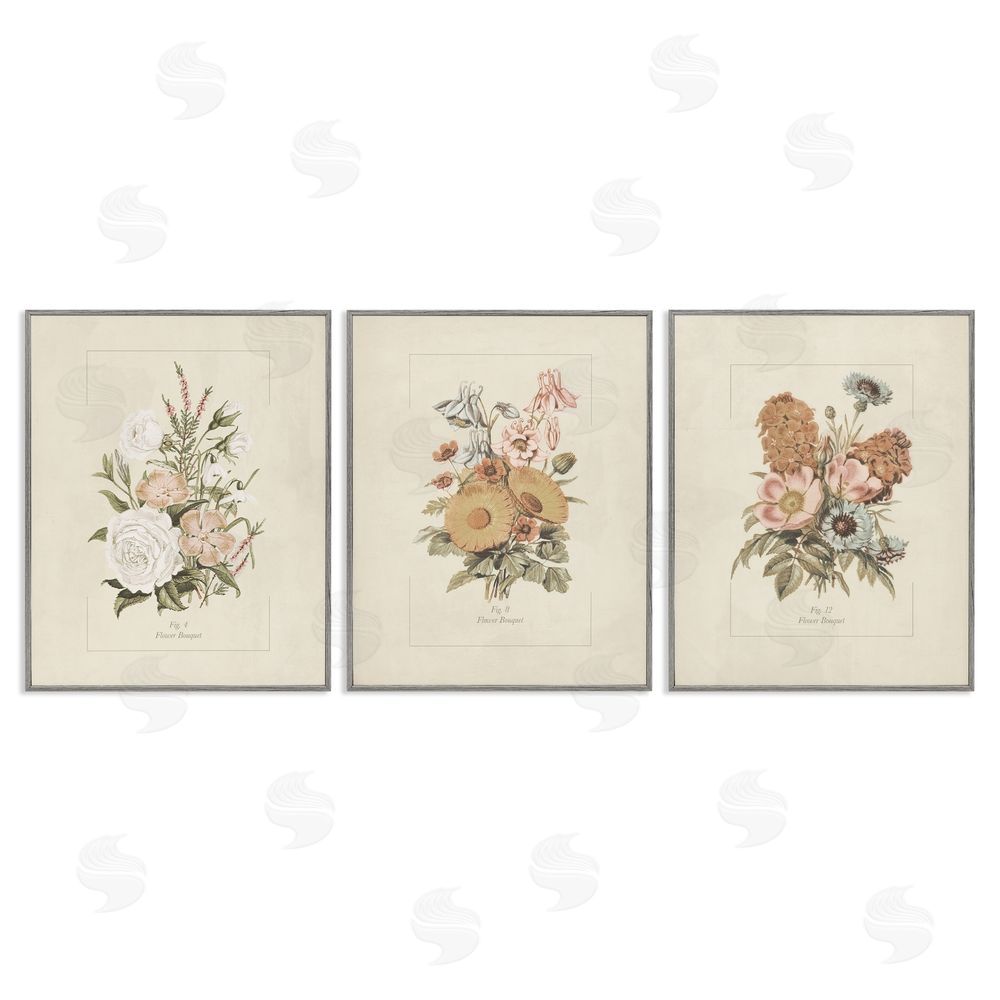 Dan Meneely Neutral Bouquet Studies Gray Framed Giclee Wall Art Print