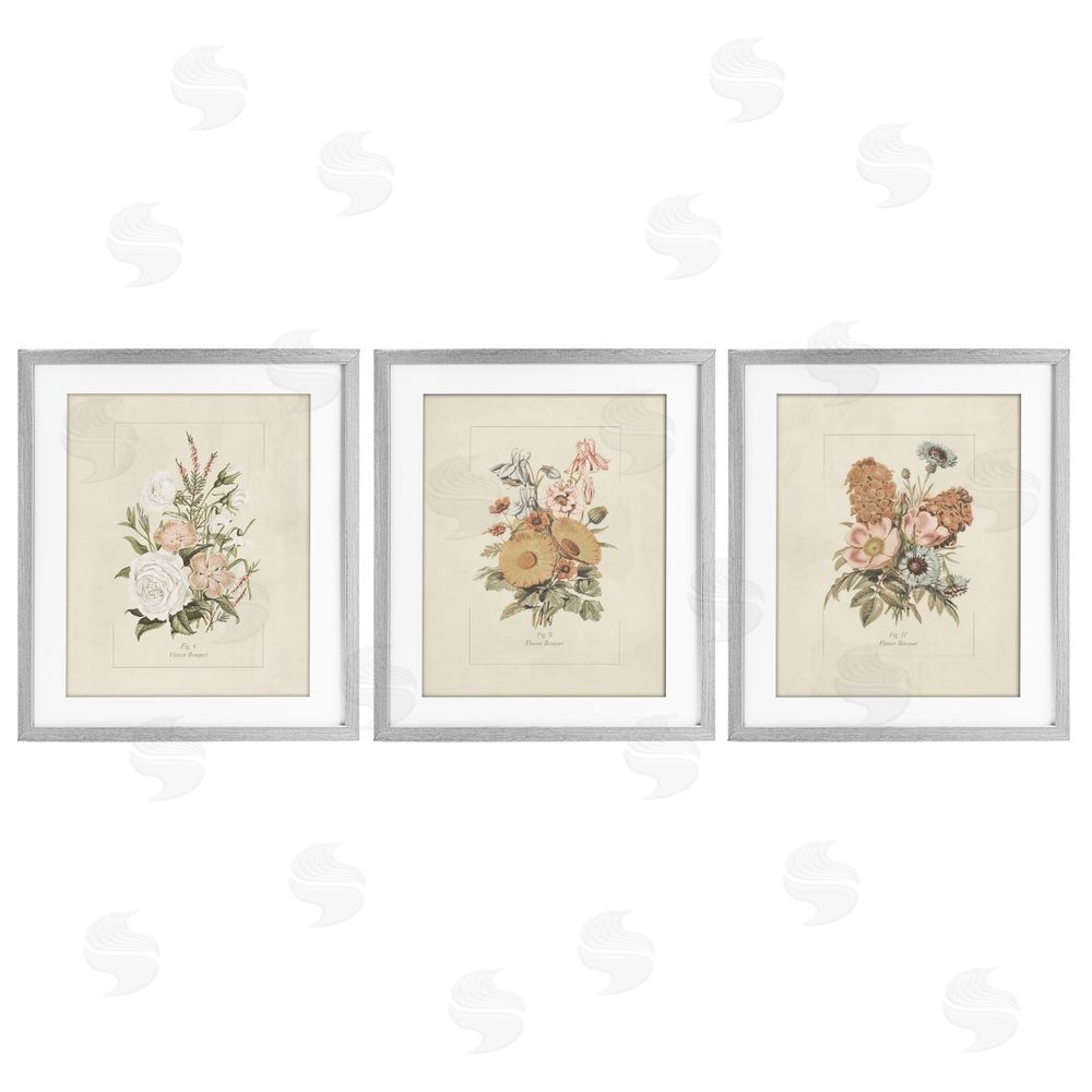 Dan Meneely Neutral Bouquet Studies Gray Framed Print Under Glass Wall Art