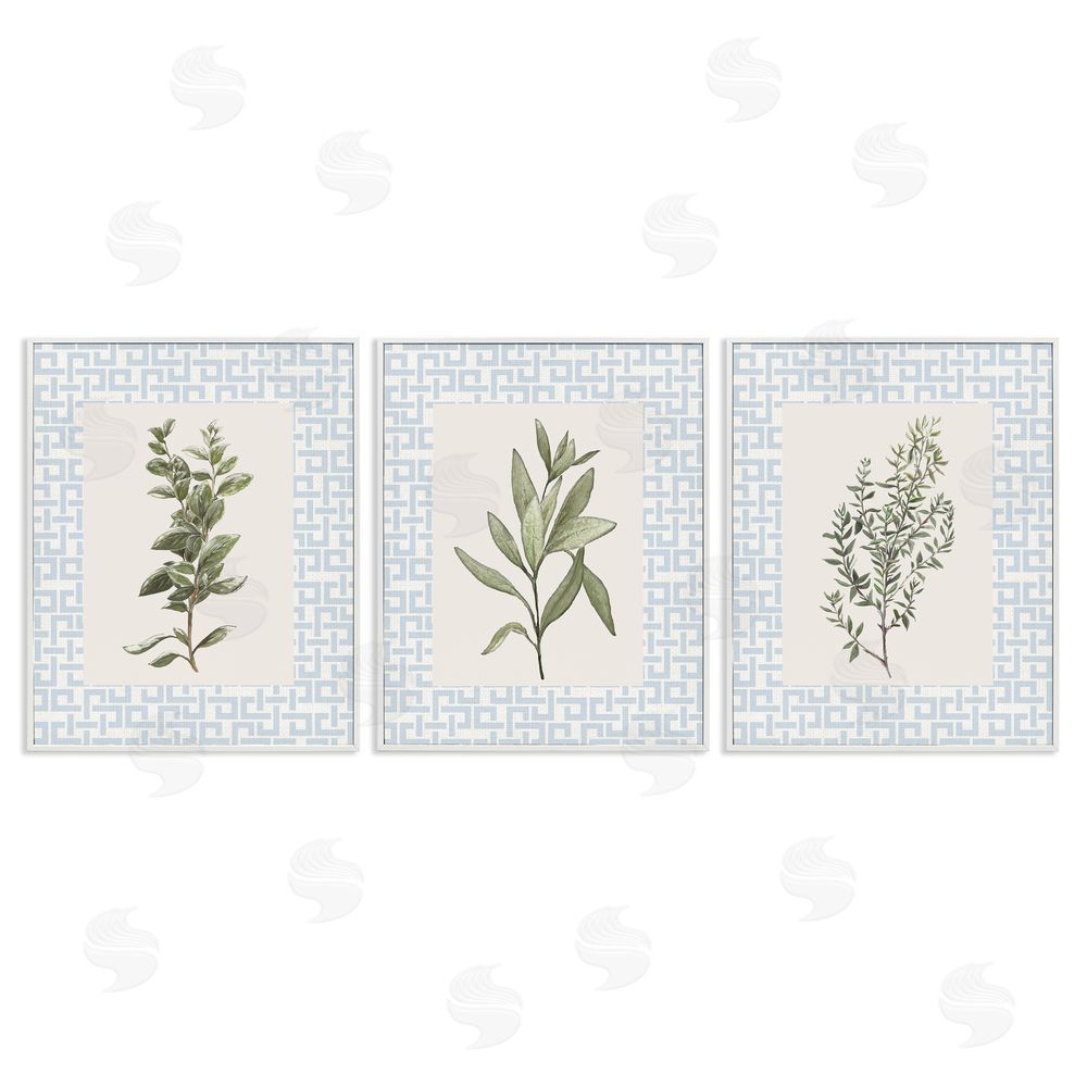 Sundance Graphics Kitchen Herbs on Geometric White Framed Giclee Wall Art Print