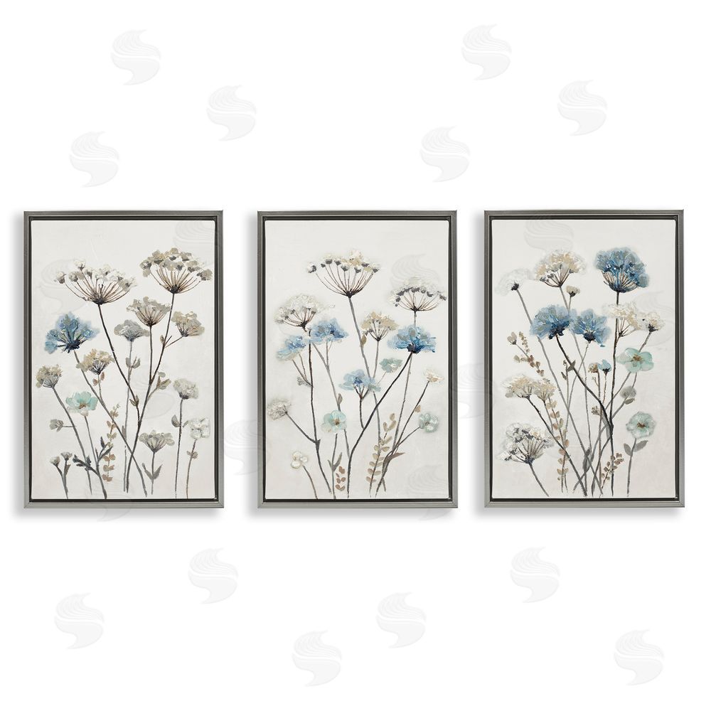 Sundance Graphics Neutral & Blue Garden Gray Floating Frame Canvas Wall Art Print