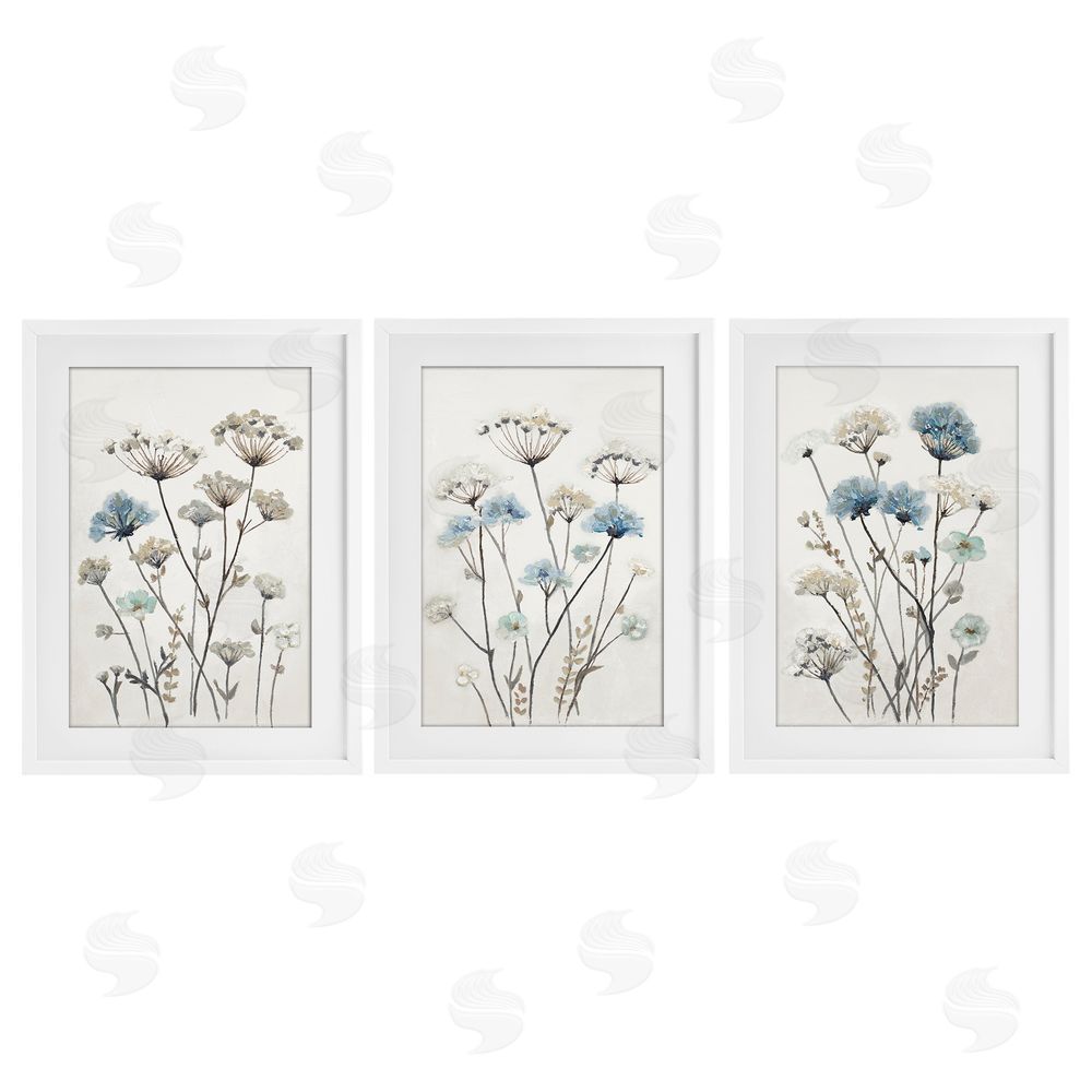 Sundance Graphics Neutral & Blue Garden White Framed Print Under Glass Wall Art