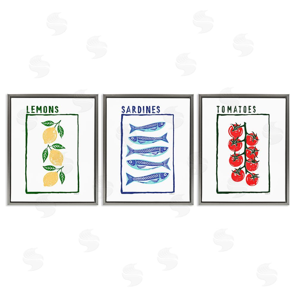 Amanda Greenwood Healthy Summer Foods Gray Floating Frame Canvas Wall Art Print