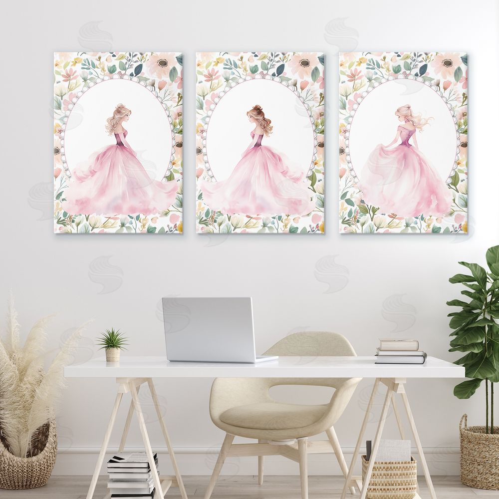 Christine Simpson Art Bordered Princess Love Stretched Canvas Wall Art in Room