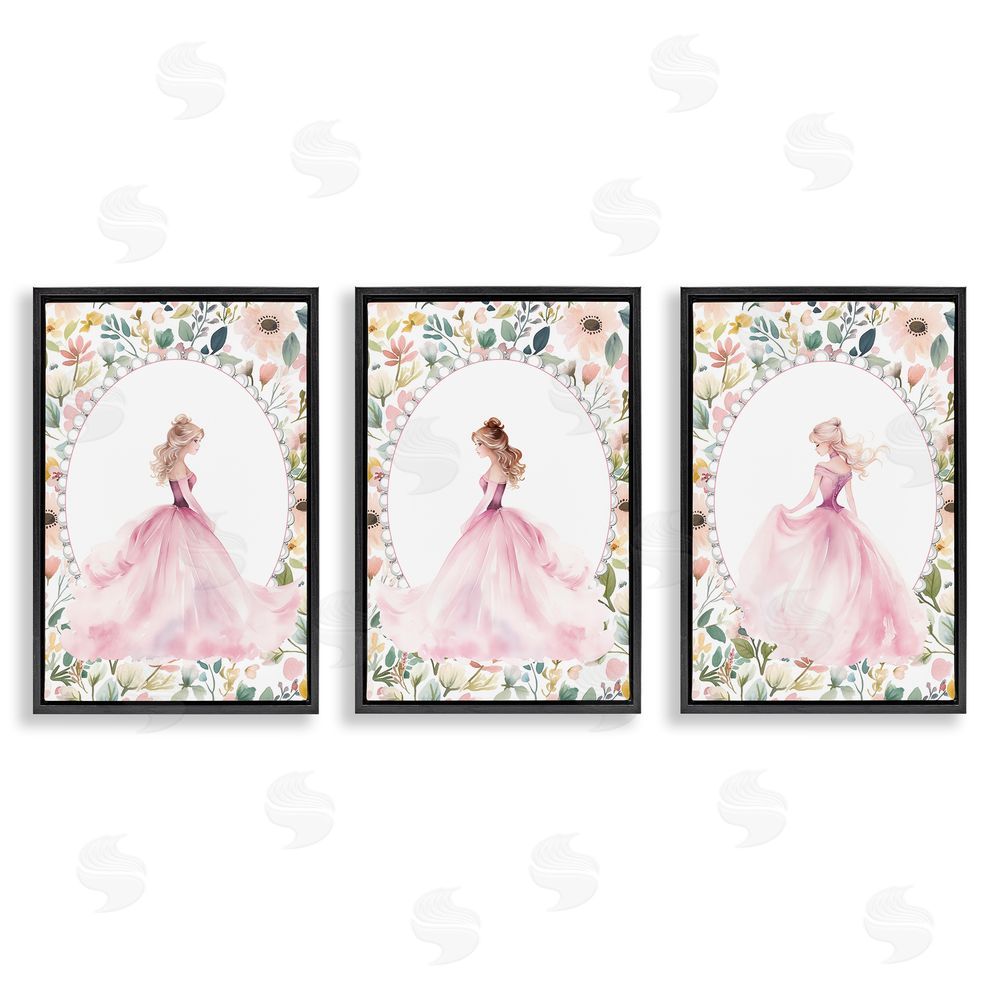 Christine Simpson Art Bordered Princess Love Black Floating Frame Canvas Wall Art Print