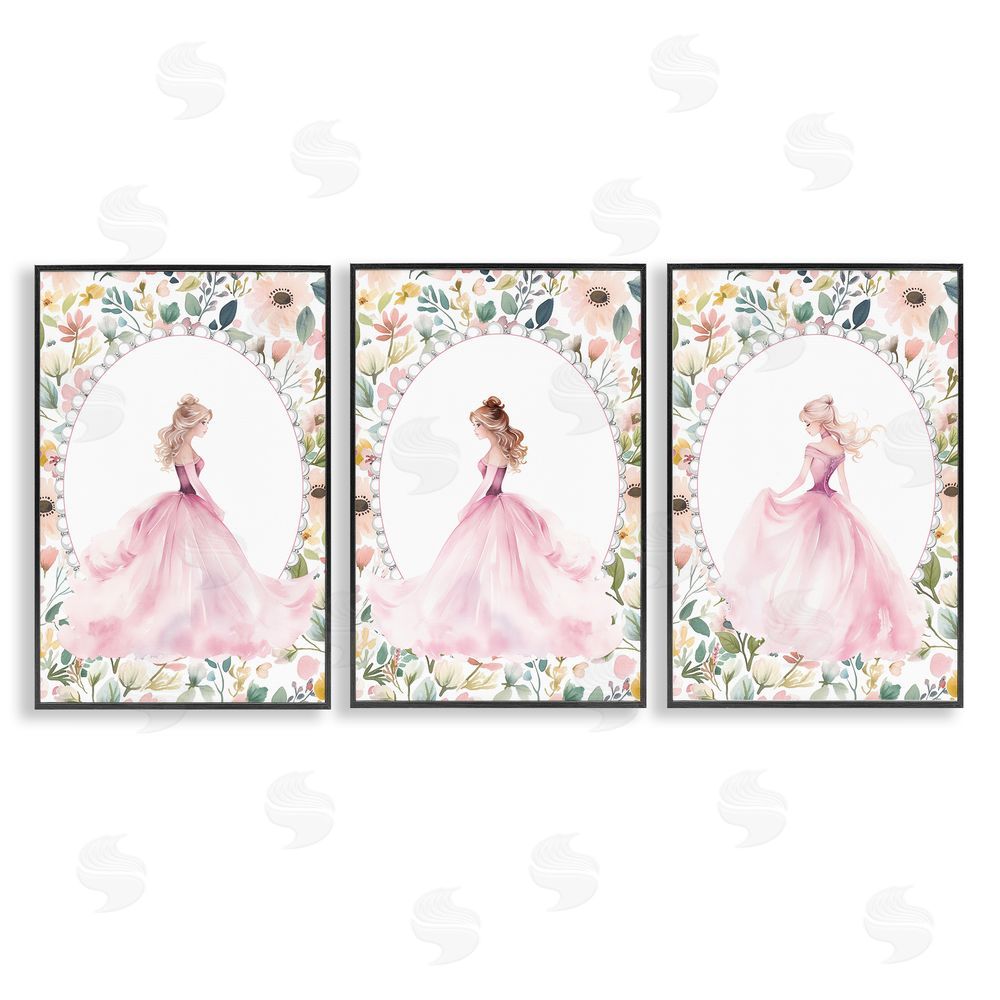 Christine Simpson Art Bordered Princess Love Black Framed Giclee Wall Art Print