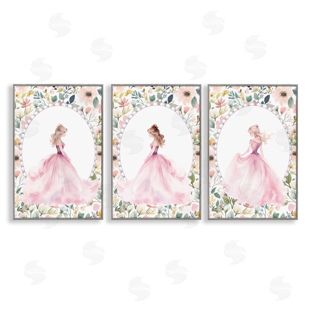 Christine Simpson Art Bordered Princess Love Gray Framed Giclee Wall Art Print