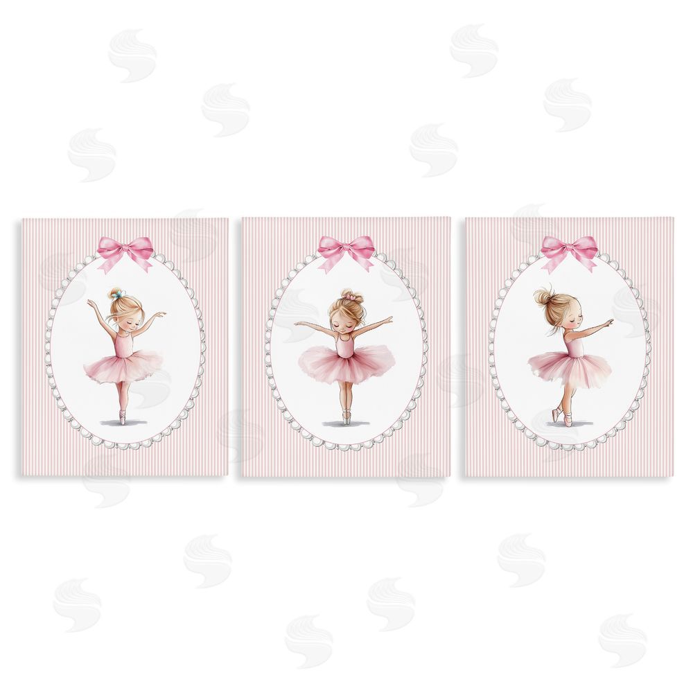 Christine Simpson Art Dancing Ballerinas in Pink Stretched Canvas Wall Art Print