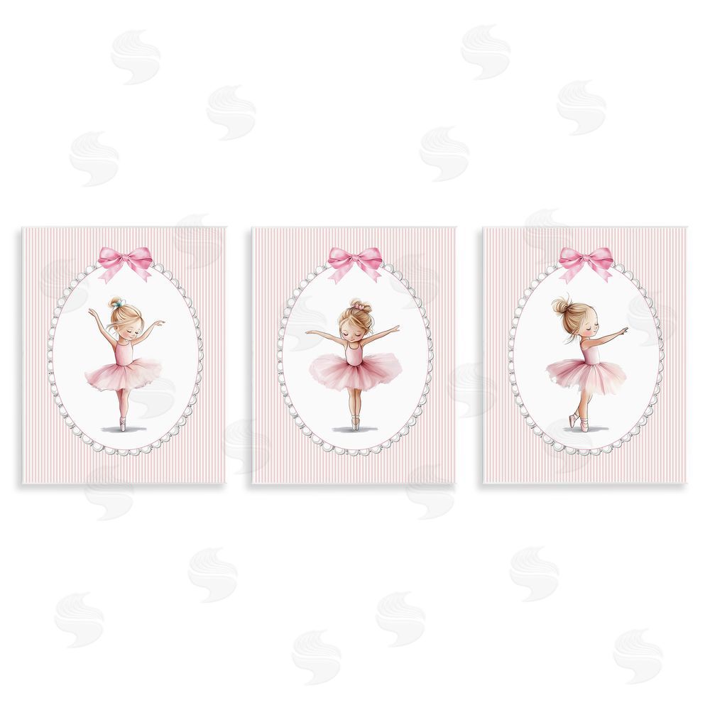 Christine Simpson Art Dancing Ballerinas in Pink Wooden Wall Plaque Art Print