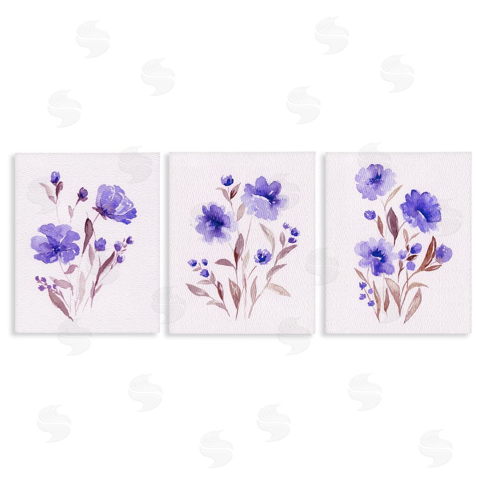 Leah Noel Art Watercolor Purple Blooms Stretched Canvas Wall Art Print
