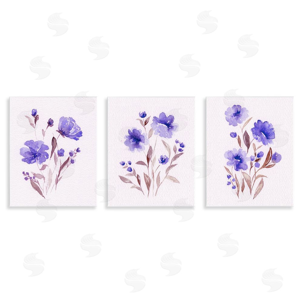 Leah Noel Art Watercolor Purple Blooms Wooden Wall Plaque Art Print