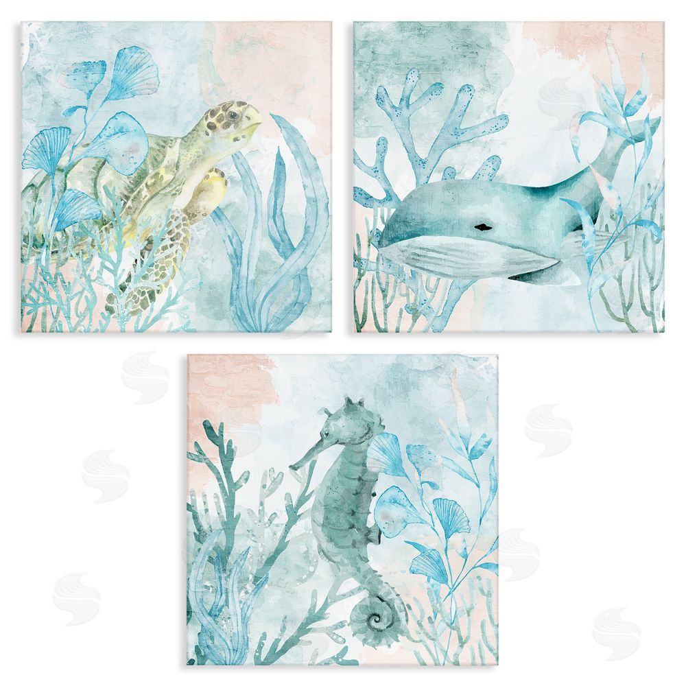 Kim Allen Aquatic Animals Sea Swim Stretched Canvas Wall Art Print