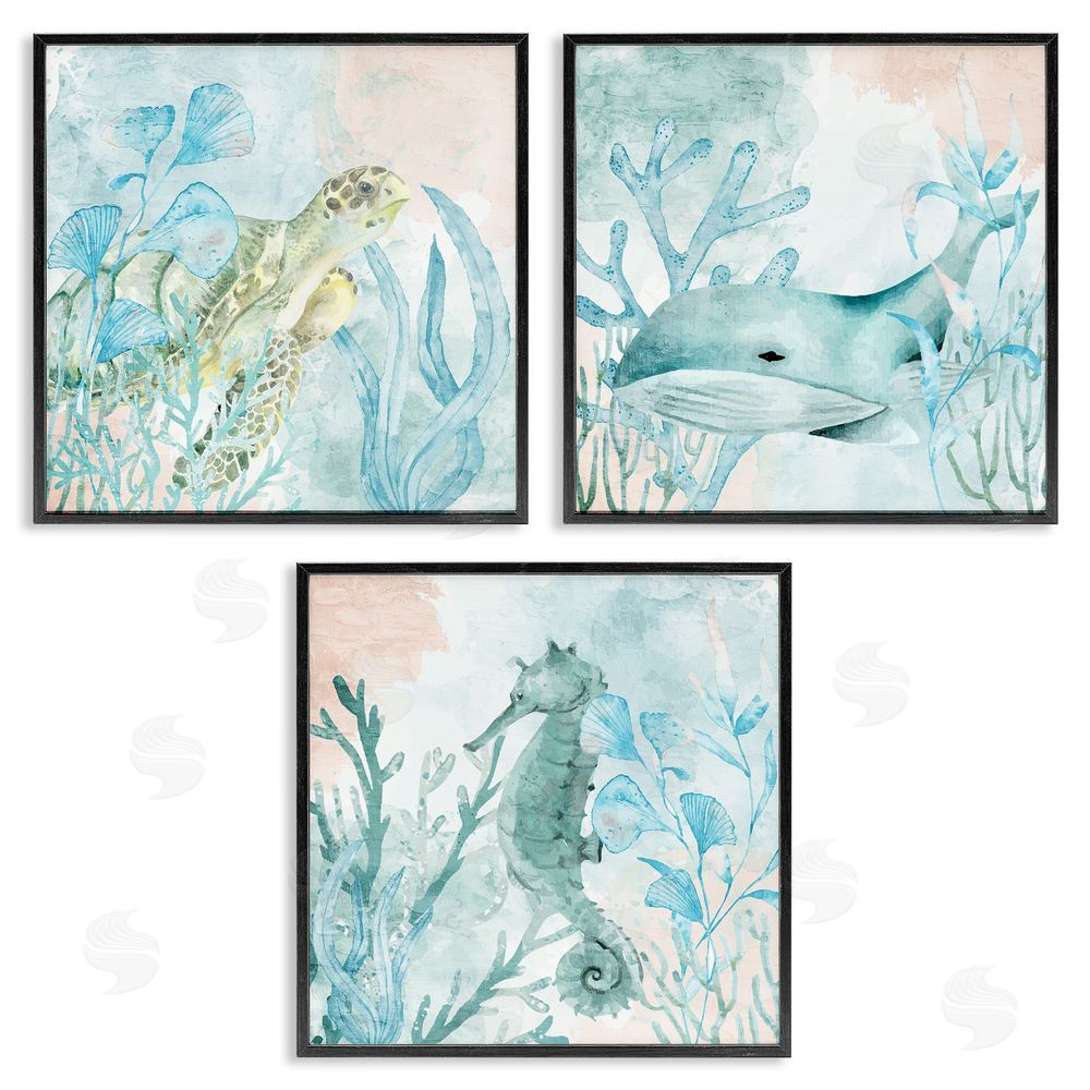 Kim Allen Aquatic Animals Sea Swim Black Framed Giclee Wall Art Print