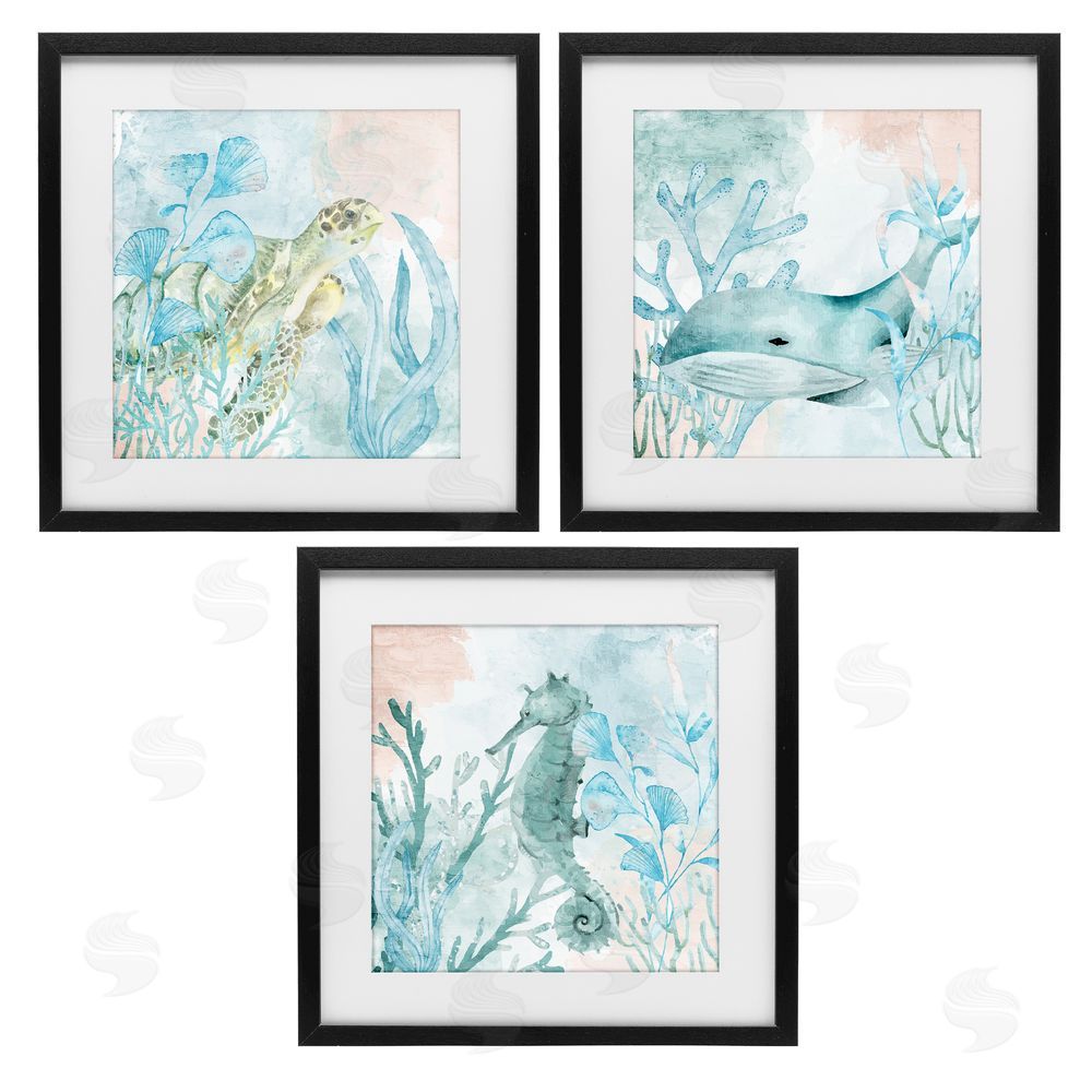 Kim Allen Aquatic Animals Sea Swim Black Framed Print Under Glass Wall Art