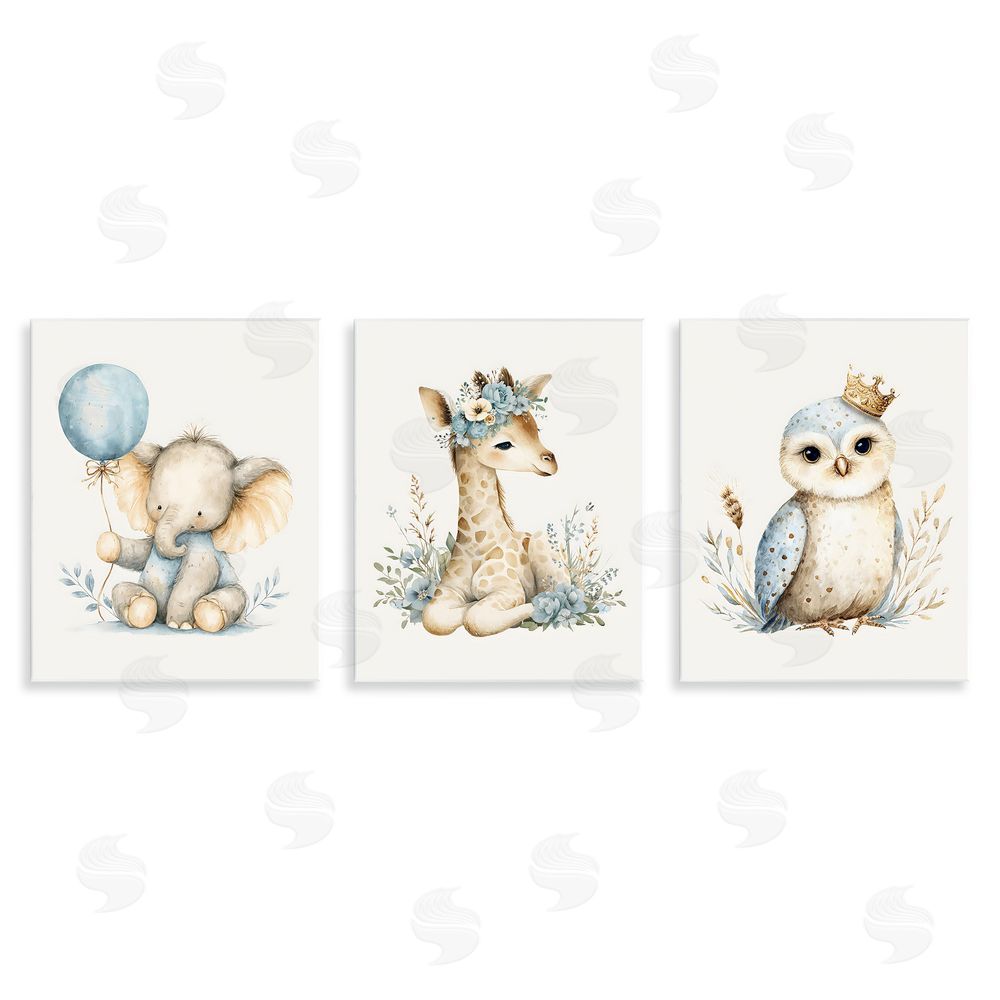 LSR Design Studio Watercolor Nursery Animals Wall Plaque Printed Art