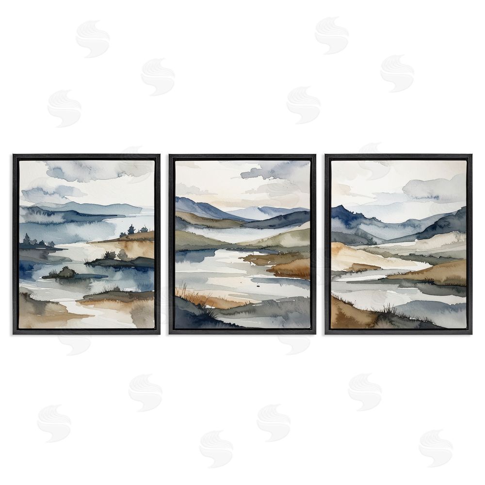 Alonza Saunders Continuous Flow Of Water Black Floating Frame Canvas Wall Art Print