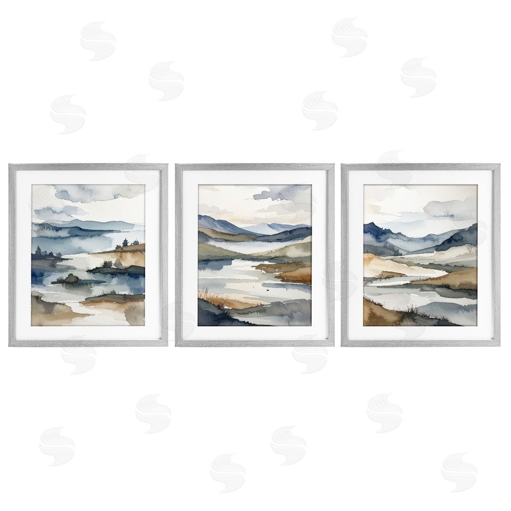 Alonza Saunders Continuous Flow Of Water Gray Framed Print Under Glass Wall Art