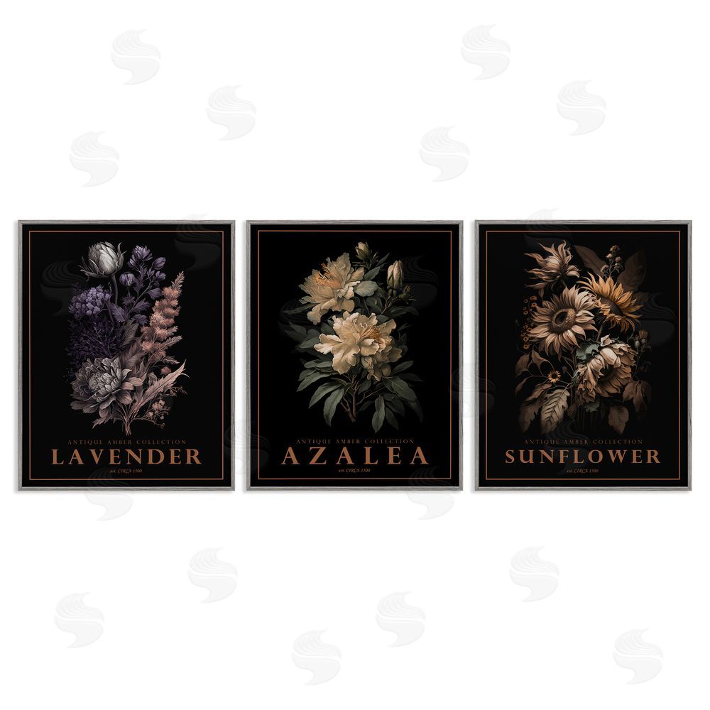 Image Conscious Antique Botanical Herb Bushels Gray Framed Giclee Wall Art Print