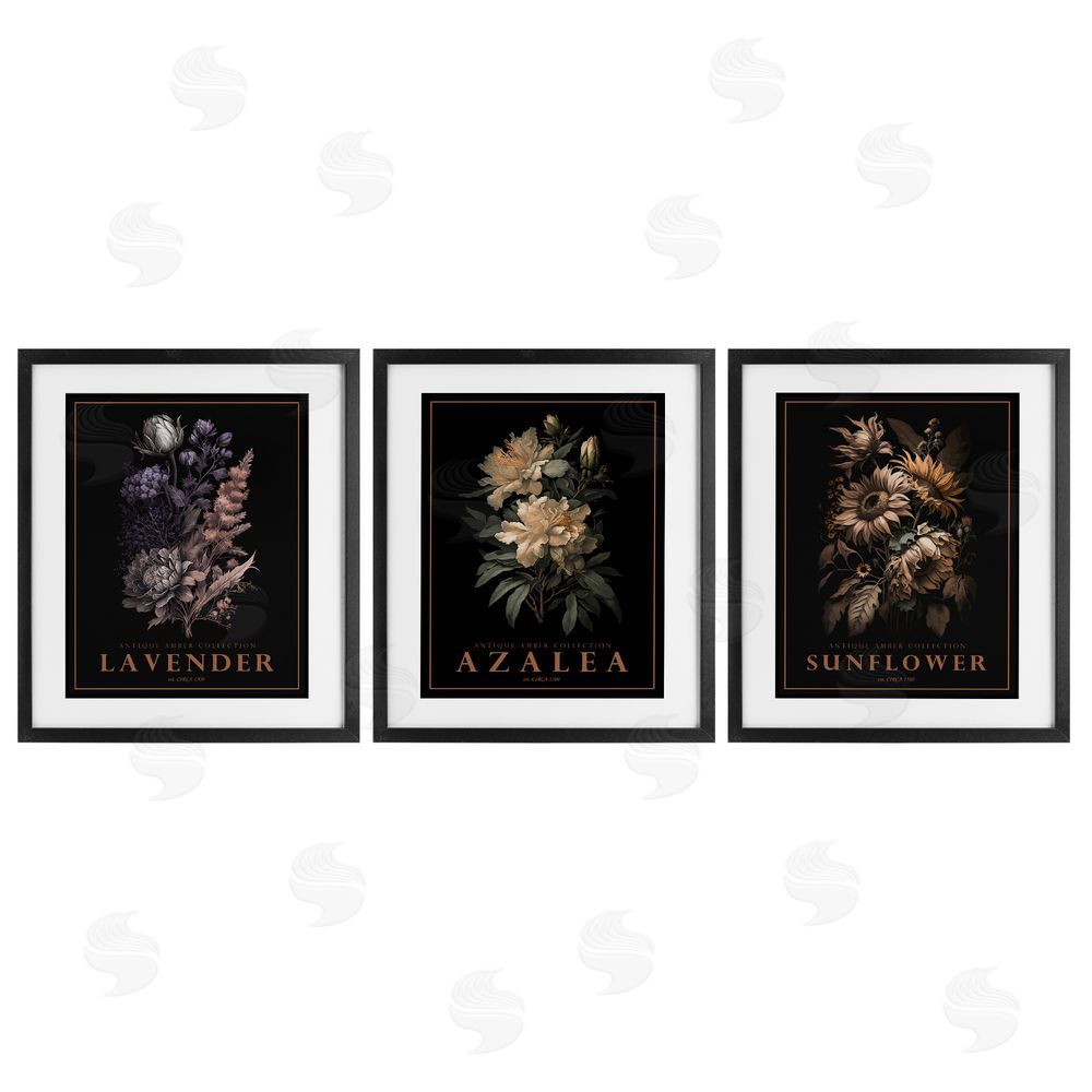 Image Conscious Antique Botanical Herb Bushels Black Framed Print Under Glass Wall Art