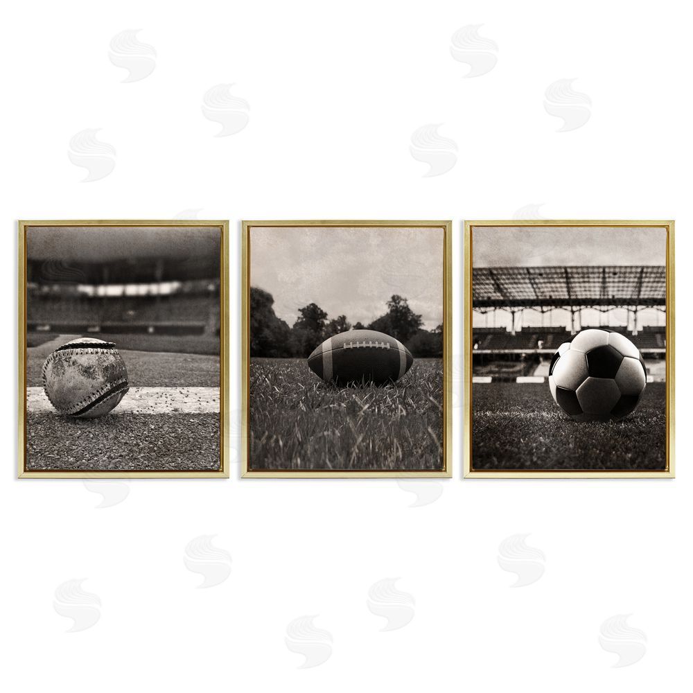 Marcus Prime Vintage Sports on Field Gold Floating Frame Canvas Wall Art Print