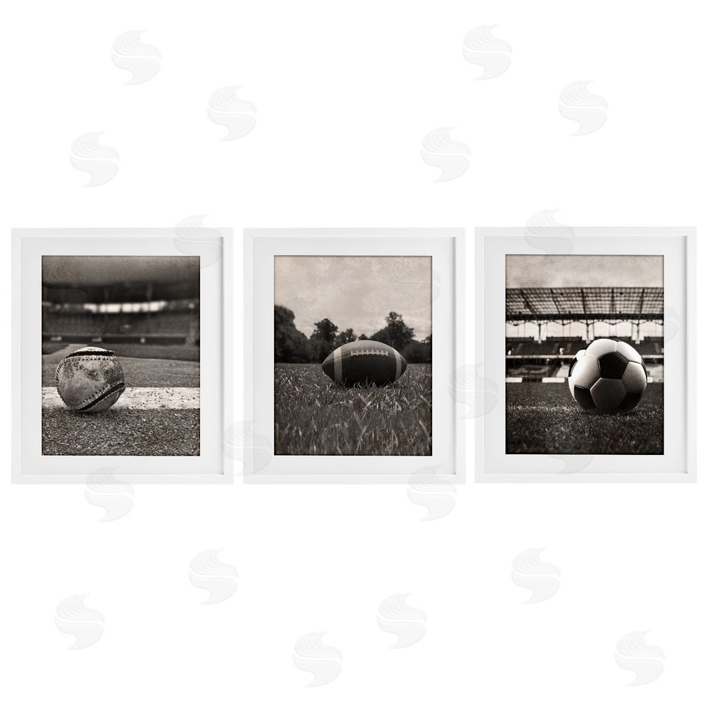 Marcus Prime Vintage Sports on Field White Framed Print Under Glass Wall Art