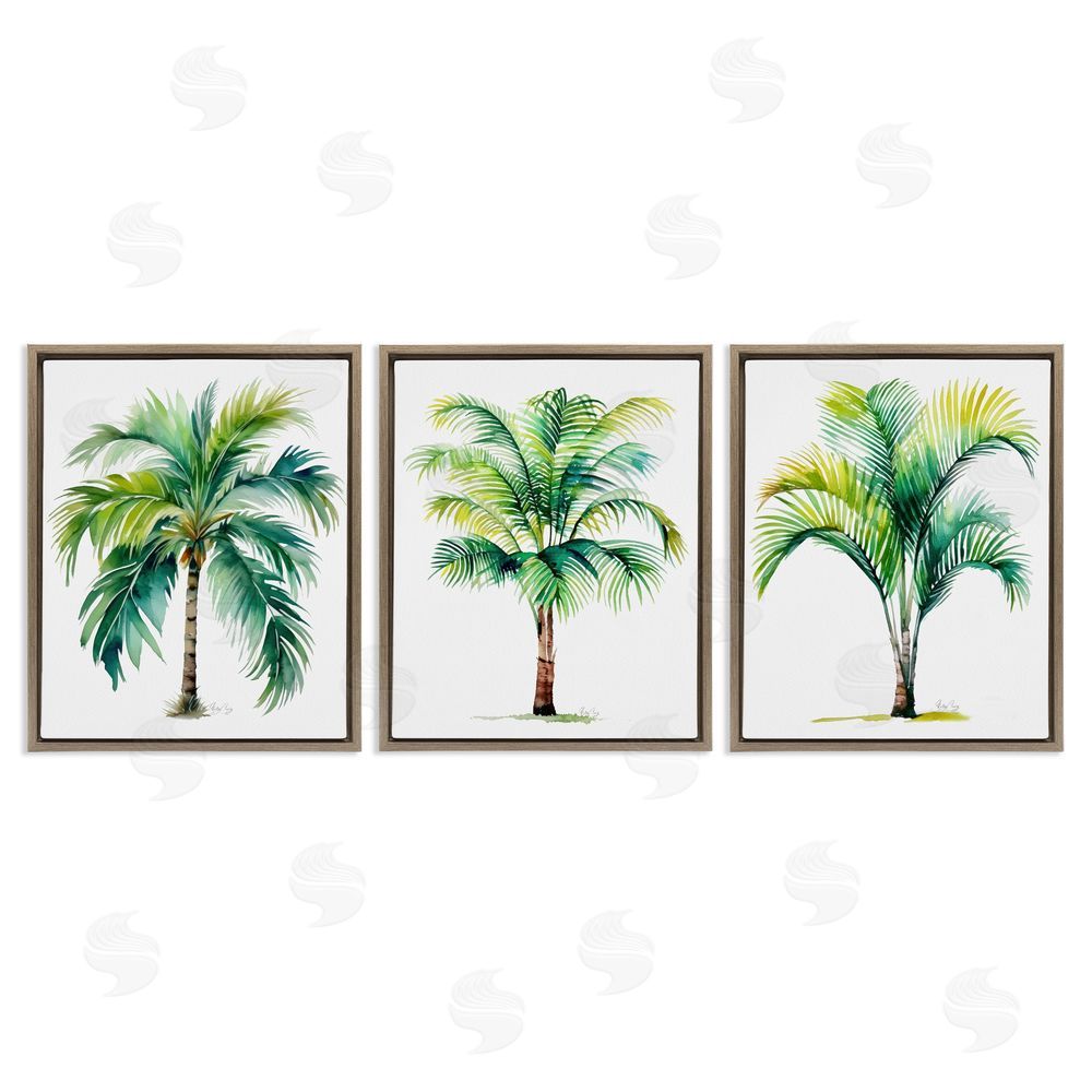 Shelly Craig Exotic Lagoon Palms Brown Floating Frame Canvas Wall Art Print
