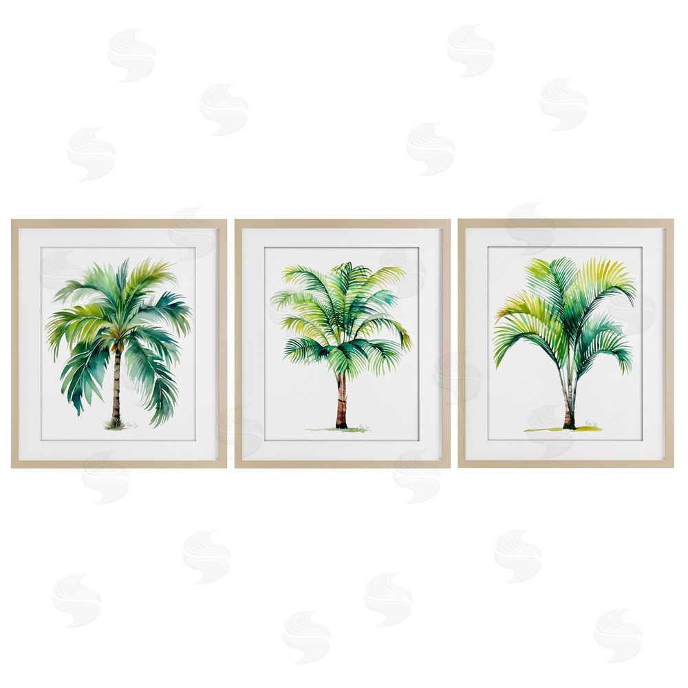 Shelly Craig Exotic Lagoon Palms Brown Framed Print Under Glass Wall Art