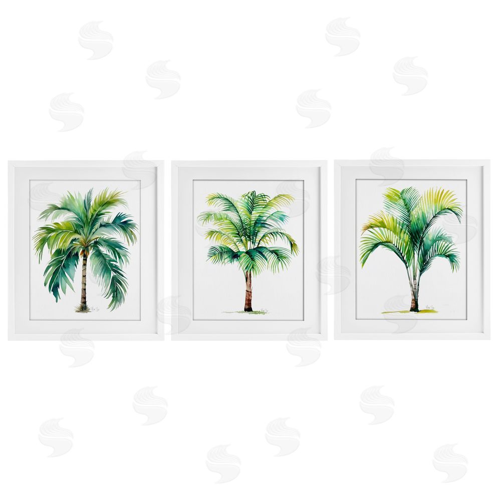 Shelly Craig Exotic Lagoon Palms White Framed Print Under Glass Wall Art