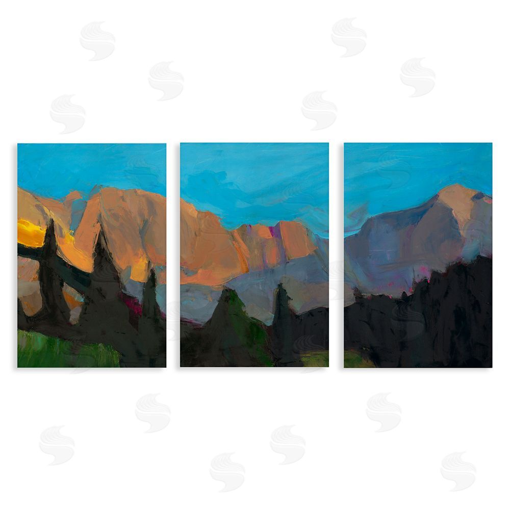 Julie Denise Blue Sky Over Mountain Peaks Stretched Canvas Wall Art Print