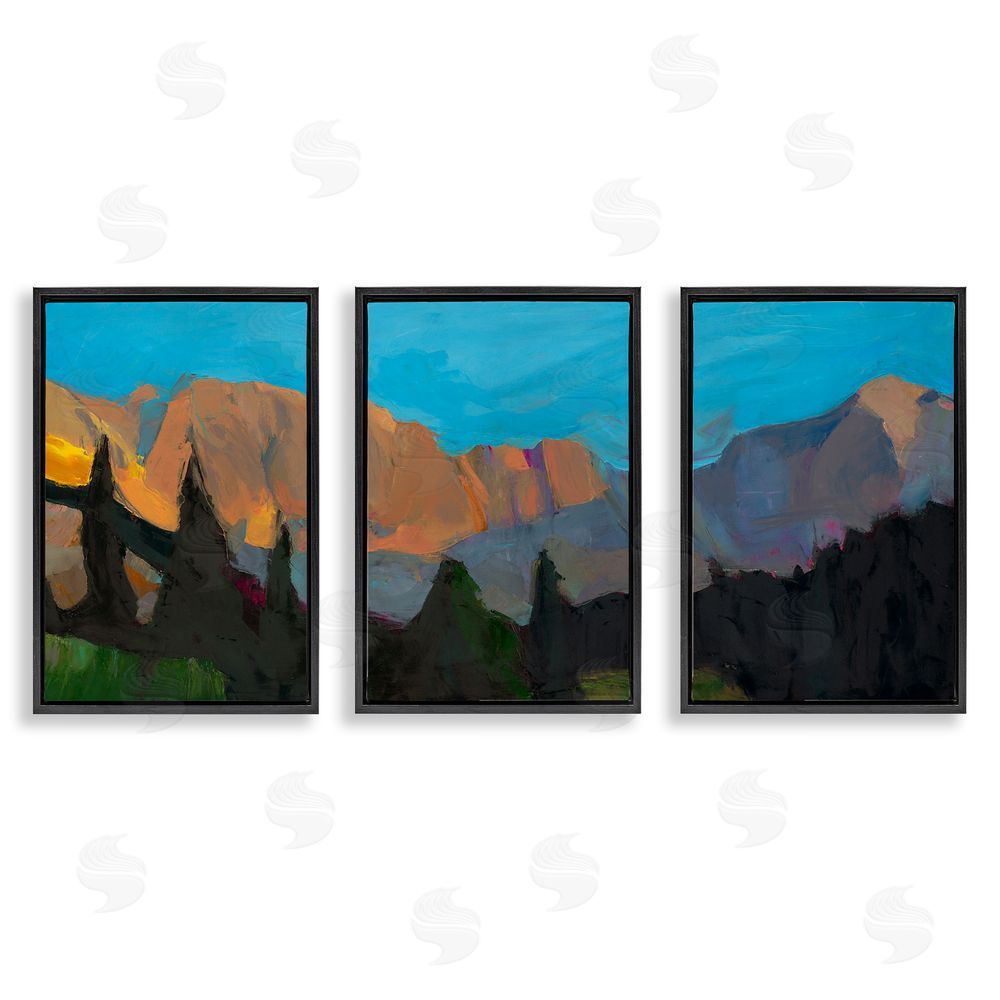 Julie Denise Blue Sky Over Mountain Peaks Black Floating Frame Canvas Wall Art Print