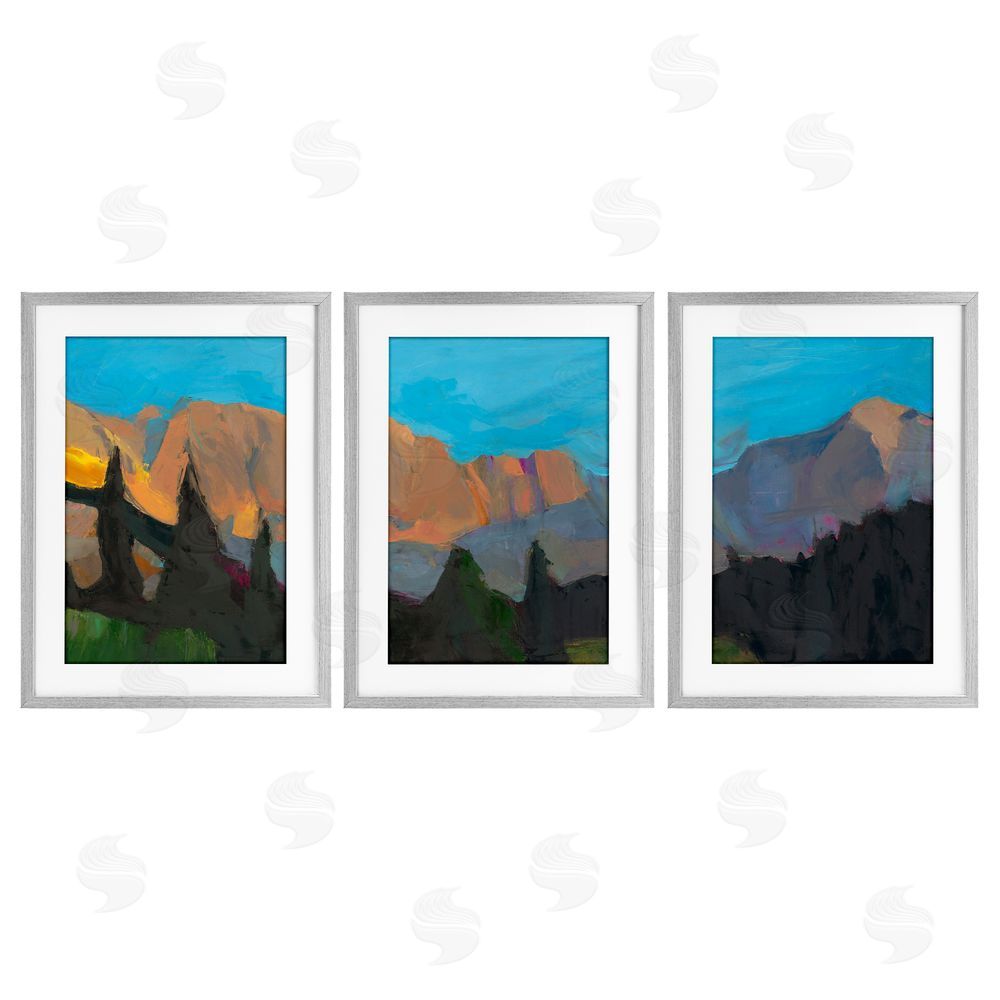 Julie Denise Blue Sky Over Mountain Peaks Gray Framed Print Under Glass Wall Art