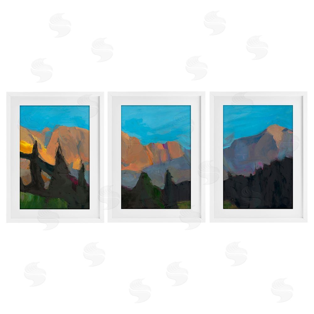 Julie Denise Blue Sky Over Mountain Peaks White Framed Print Under Glass Wall Art