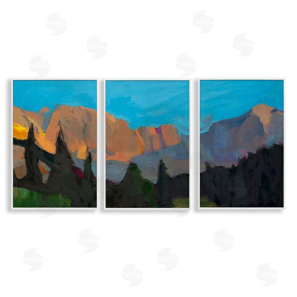 Julie Denise Blue Sky Over Mountain Peaks White Framed Giclee Wall Art Print