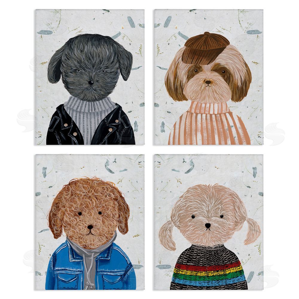 Melissa Wang Hipster Dogs Funny Animal Paintings Canvas Wall Art Print