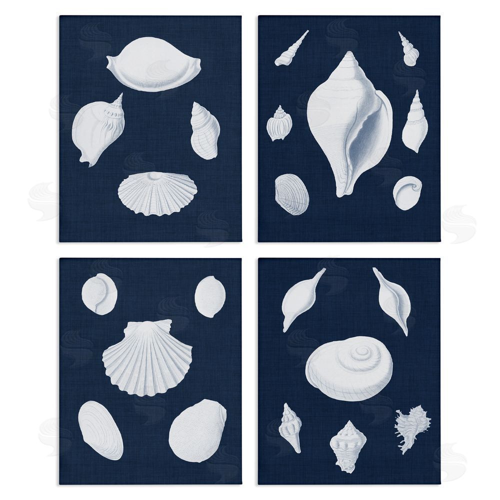 Vision Studio Nautical Beach Shells Minimal Deep Blue Canvas Wall Art Print