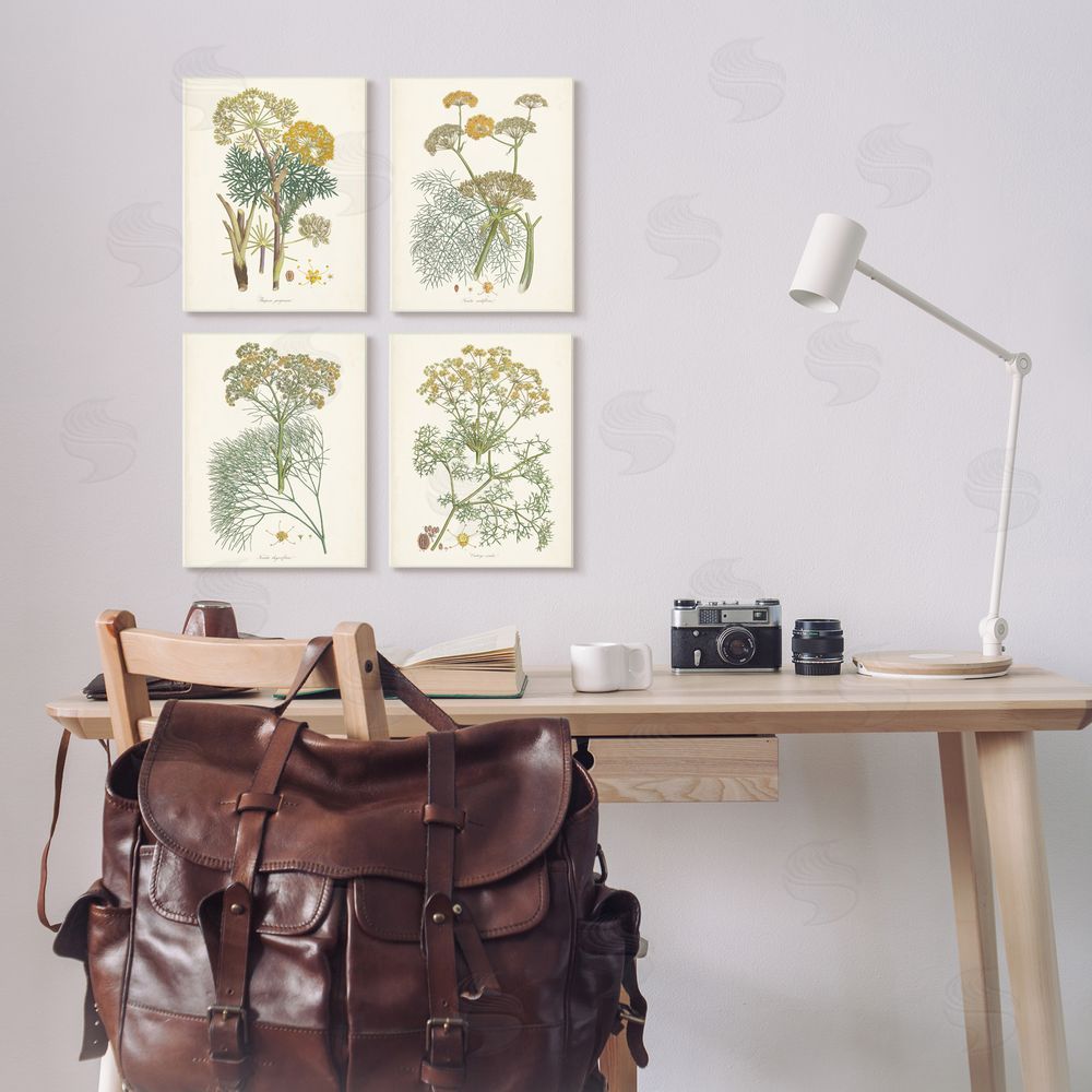 Unknown Artist Vintage Saffron Study with Floral Herbs Canvas Wall Art Print in Room